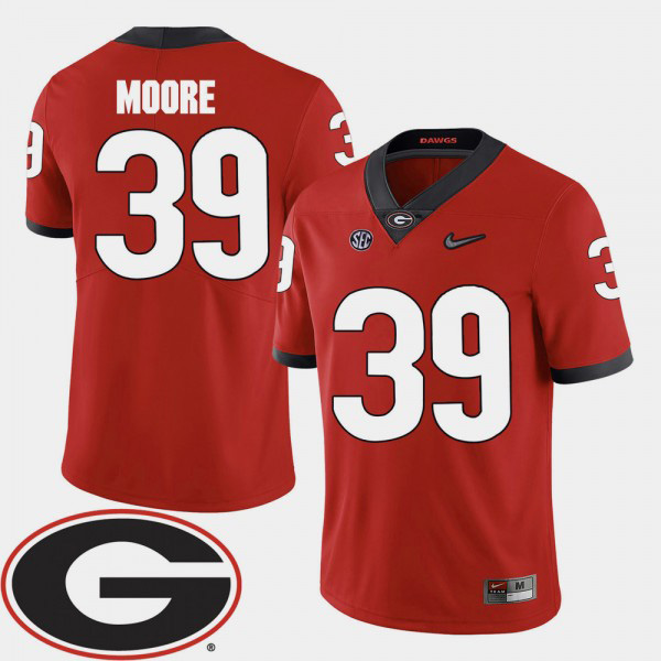 Men's #39 Corey Moore Georgia Bulldogs 2018 SEC Patch College Football For Jersey - Red